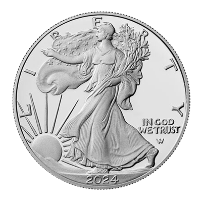 A picture of a 1 oz Silver American Eagle Coin (2024)